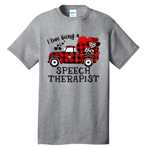 I Love Being A Speech Therapist Flannel Cute Valentine's Day Gift Tall T-Shirt