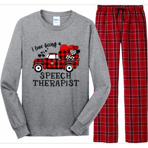 I Love Being A Speech Therapist Flannel Cute Valentine's Day Gift Long Sleeve Pajama Set