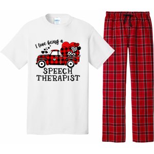 I Love Being A Speech Therapist Flannel Cute Valentine's Day Gift Pajama Set