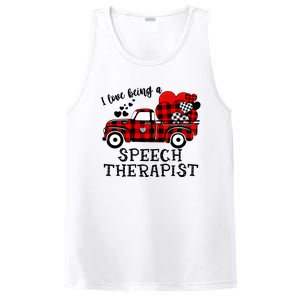 I Love Being A Speech Therapist Flannel Cute Valentine's Day Gift PosiCharge Competitor Tank