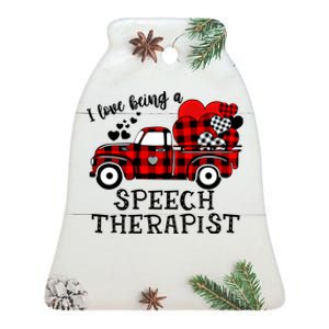 I Love Being A Speech Therapist Flannel Cute Valentine's Day Gift Ceramic Bell Ornament