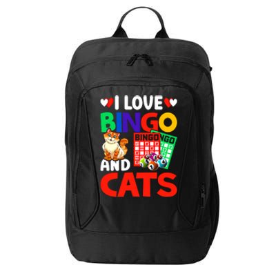 I Love Bingo And Cats Bingo Caller Humor Lottery Lucky Great Gift City Backpack