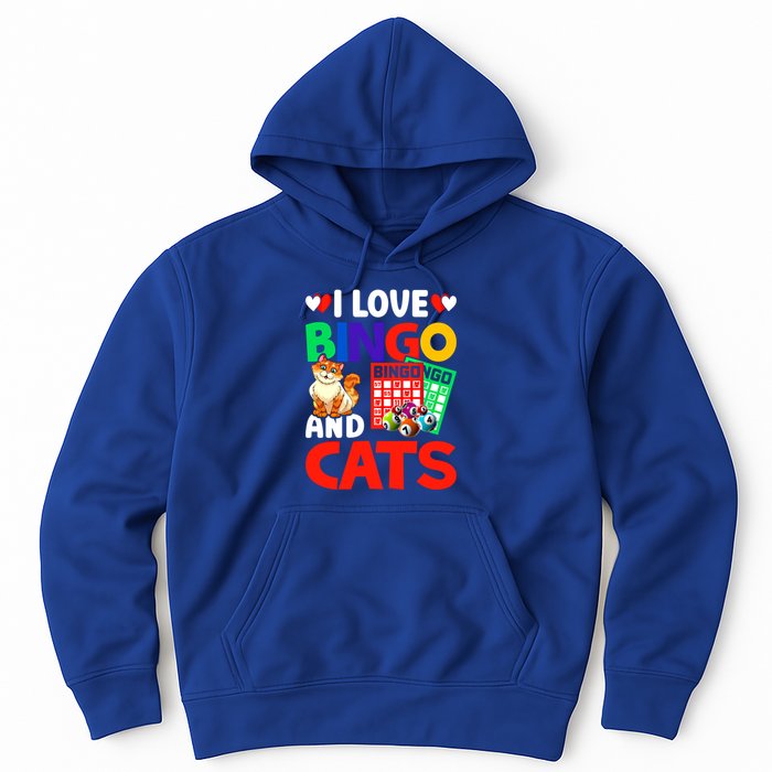 I Love Bingo And Cats Bingo Caller Humor Lottery Lucky Great Gift Hoodie