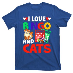 I Love Bingo And Cats Bingo Caller Humor Lottery Lucky Great Gift T-Shirt