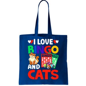 I Love Bingo And Cats Bingo Caller Humor Lottery Lucky Great Gift Tote Bag