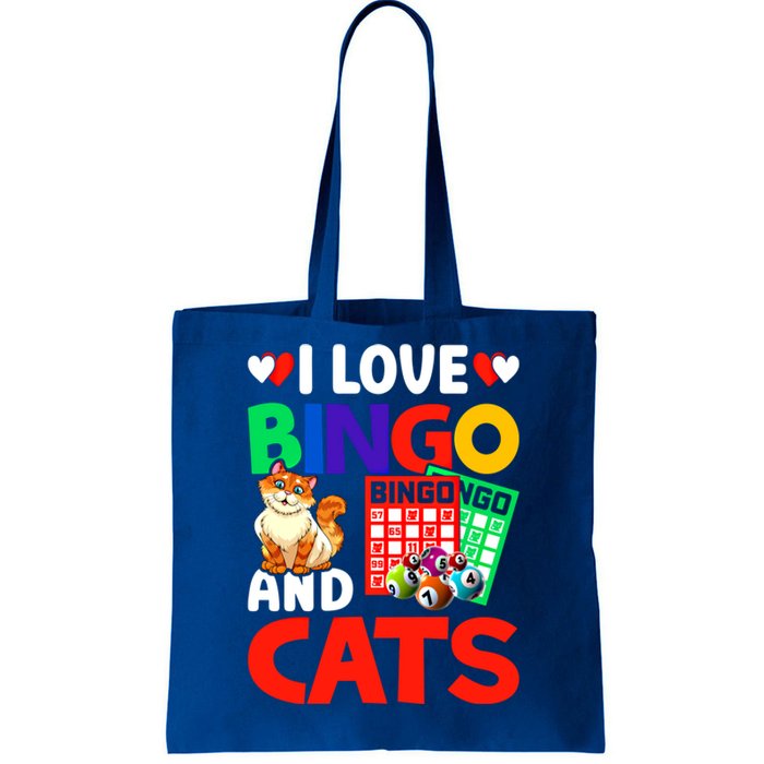 I Love Bingo And Cats Bingo Caller Humor Lottery Lucky Great Gift Tote Bag