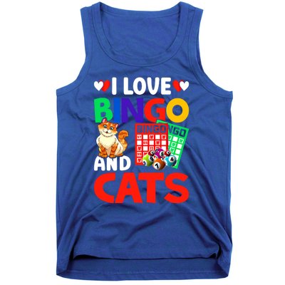 I Love Bingo And Cats Bingo Caller Humor Lottery Lucky Great Gift Tank Top