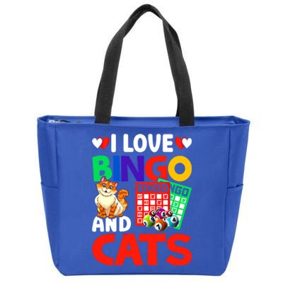 I Love Bingo And Cats Bingo Caller Humor Lottery Lucky Great Gift Zip Tote Bag