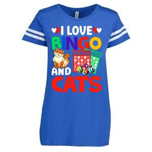 I Love Bingo And Cats Bingo Caller Humor Lottery Lucky Great Gift Enza Ladies Jersey Football T-Shirt