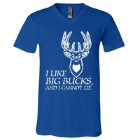 I Like Big Bucks And I Cannot Lie Gift Funny Deer Hunting Gift V-Neck T-Shirt