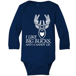 I Like Big Bucks And I Cannot Lie Gift Funny Deer Hunting Gift Baby Long Sleeve Bodysuit