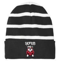 I Love Bulldog Proud Name Vintage Game Day Funny Dog Animal Striped Beanie with Solid Band