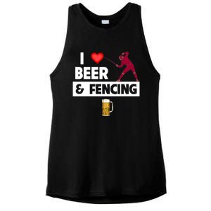 I Love Beer And Fencing Lunge Parry Sword Fighting Ing Gift Ladies PosiCharge Tri-Blend Wicking Tank