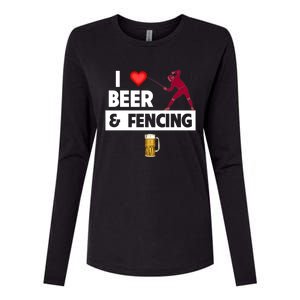 I Love Beer And Fencing Lunge Parry Sword Fighting Ing Gift Womens Cotton Relaxed Long Sleeve T-Shirt