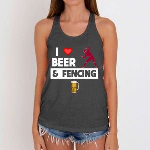 I Love Beer And Fencing Lunge Parry Sword Fighting Ing Gift Women's Knotted Racerback Tank