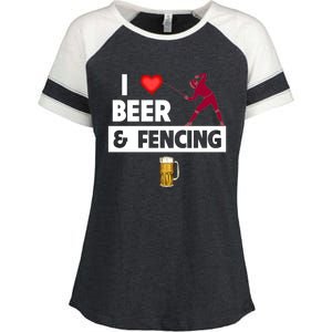 I Love Beer And Fencing Lunge Parry Sword Fighting Ing Gift Enza Ladies Jersey Colorblock Tee