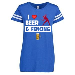 I Love Beer And Fencing Lunge Parry Sword Fighting Ing Gift Enza Ladies Jersey Football T-Shirt