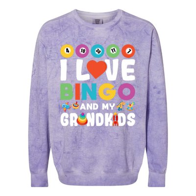 I Love Bingo And My Grand Funny Lucky Gambling Funny Gift Colorblast Crewneck Sweatshirt