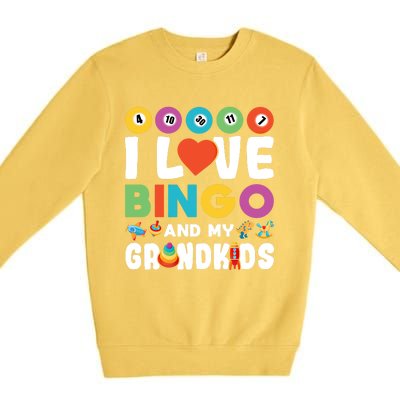 I Love Bingo And My Grand Funny Lucky Gambling Funny Gift Premium Crewneck Sweatshirt