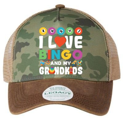 I Love Bingo And My Grand Funny Lucky Gambling Funny Gift Legacy Tie Dye Trucker Hat