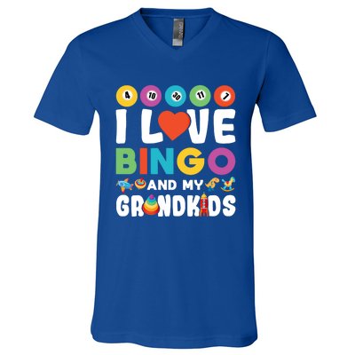 I Love Bingo And My Grand Funny Lucky Gambling Funny Gift V-Neck T-Shirt