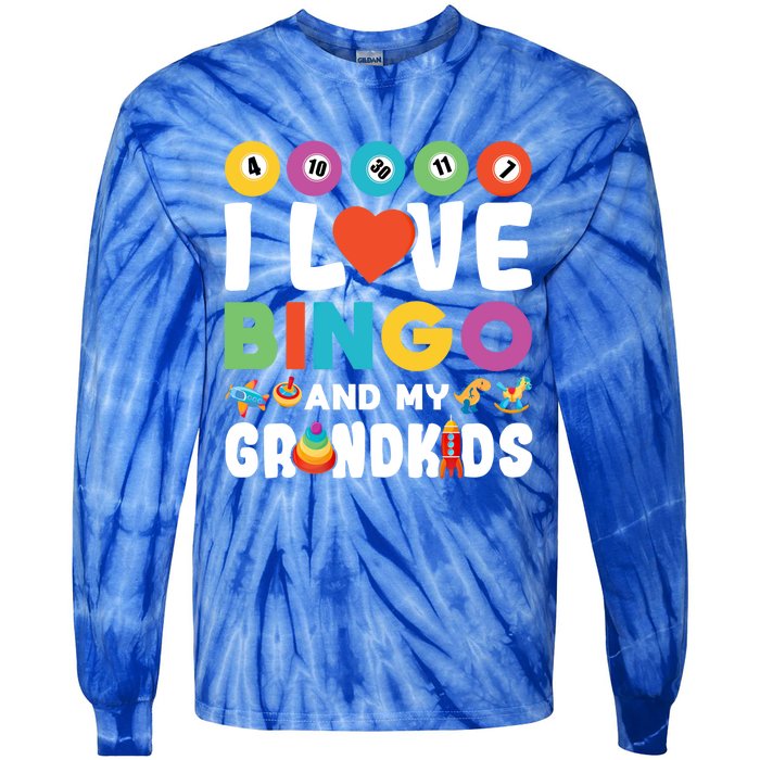 I Love Bingo And My Grand Funny Lucky Gambling Funny Gift Tie-Dye Long Sleeve Shirt