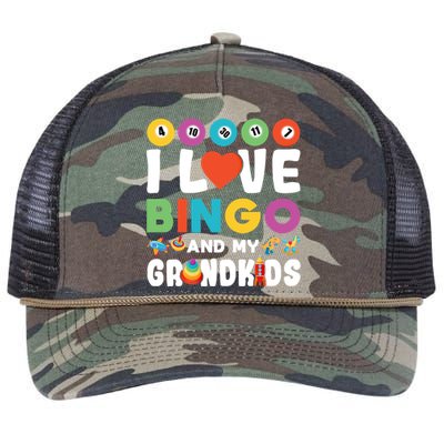 I Love Bingo And My Grand Funny Lucky Gambling Funny Gift Retro Rope Trucker Hat Cap