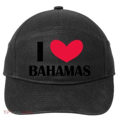 I Love Bahamas Funny Red Heart Love Bahamas 7-Panel Snapback Hat