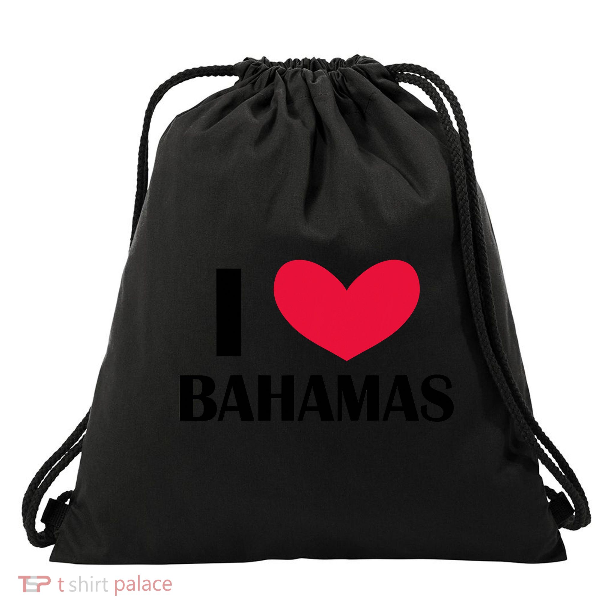 I Love Bahamas Funny Red Heart Love Bahamas Drawstring Bag