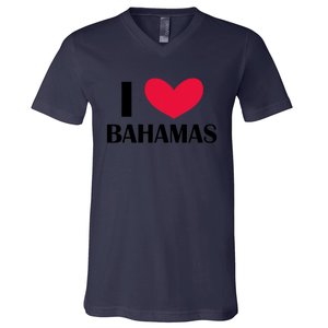 I Love Bahamas Funny Red Heart Love Bahamas V-Neck T-Shirt