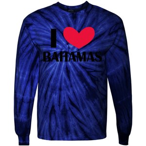 I Love Bahamas Funny Red Heart Love Bahamas Tie-Dye Long Sleeve Shirt