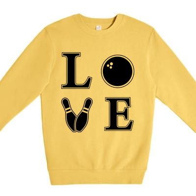 I Love Bowling Life Love To Bowl Bowling Lover Cool Gift Premium Crewneck Sweatshirt