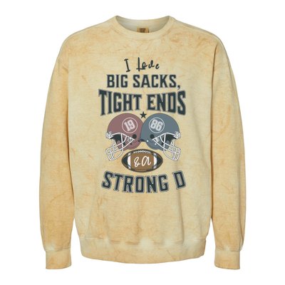 I Love Big Sacks Tight Ends And A Strong D Funny Football Colorblast Crewneck Sweatshirt