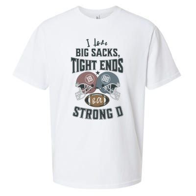 I Love Big Sacks Tight Ends And A Strong D Funny Football Sueded Cloud Jersey T-Shirt