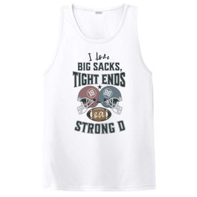 I Love Big Sacks Tight Ends And A Strong D Funny Football PosiCharge Competitor Tank