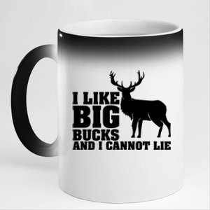 I Like Big Bucks And I Cannot Lie Whitetail Deer Animal White Gift 11oz Black Color Changing Mug