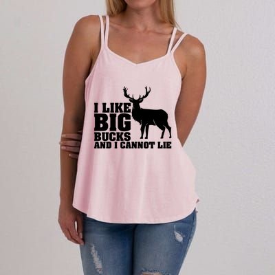 I Like Big Bucks And I Cannot Lie Whitetail Deer Animal White Gift Women's Strappy Tank