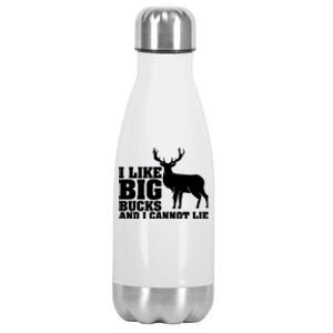 I Like Big Bucks And I Cannot Lie Whitetail Deer Animal White Gift Stainless Steel Insulated Water Bottle