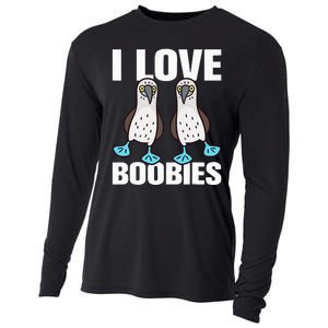 I Love Boobies Bluefooted Boobie Bird Funny Cooling Performance Long Sleeve Crew