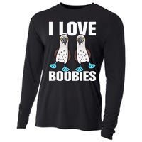 I Love Boobies Bluefooted Boobie Bird Funny Cooling Performance Long Sleeve Crew