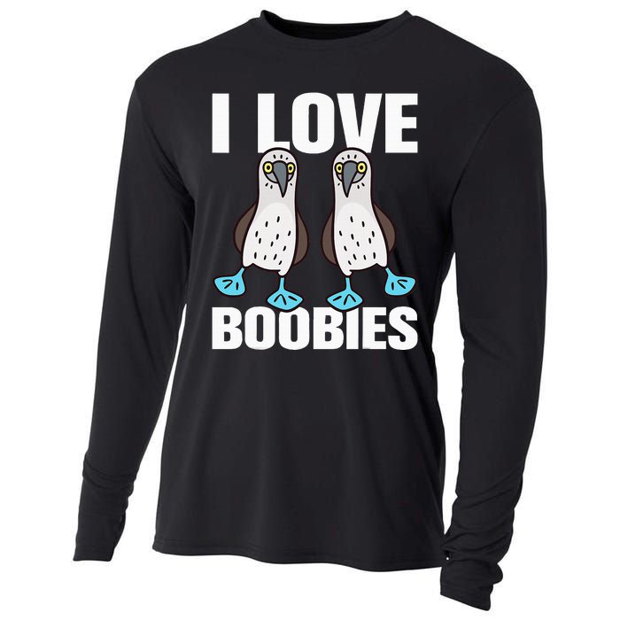 I Love Boobies Bluefooted Boobie Bird Funny Cooling Performance Long Sleeve Crew