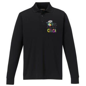 I Love Being Called Gigi Daisy Sunflower Mother's Day Gifts Performance Long Sleeve Polo