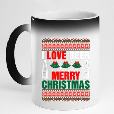 I Love Beer Merry Christmas 11oz Black Color Changing Mug