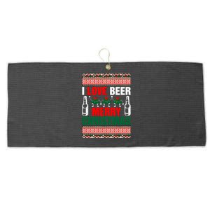 I Love Beer Merry Christmas Large Microfiber Waffle Golf Towel