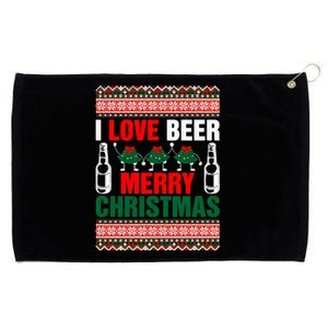 I Love Beer Merry Christmas Grommeted Golf Towel