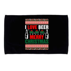 I Love Beer Merry Christmas Microfiber Hand Towel