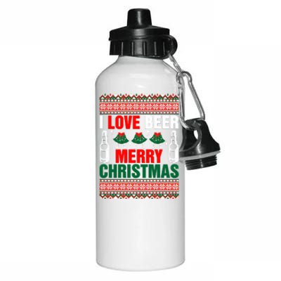 I Love Beer Merry Christmas Aluminum Water Bottle