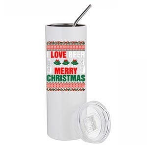 I Love Beer Merry Christmas Stainless Steel Tumbler