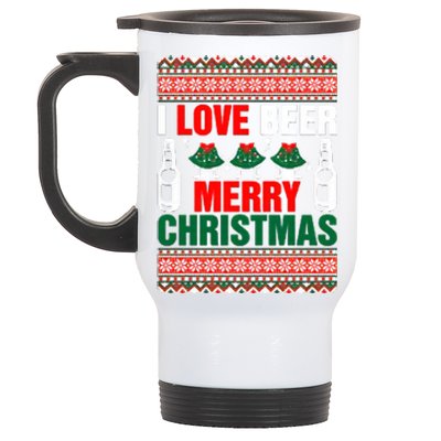 I Love Beer Merry Christmas Stainless Steel Travel Mug