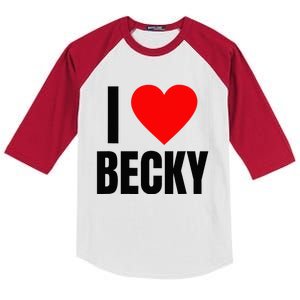 I Love Becky Name Personalized Women Heart BFF Friend Kids Colorblock Raglan Jersey